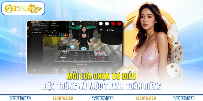 Mỗi lựa chọn có điều kiện trúng và mức thanh toán riêng